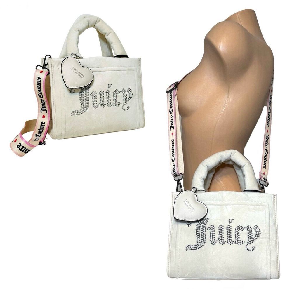 Juicy Couture Angel Cream‎ Extra Spender Mini Tote Crossbody Shoulder Bag Velour